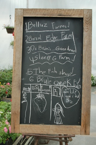 <p>Our daughter made this sign to give credit to local producers who contributed to the meal.</p>